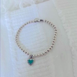 Tiffany & Co Love Blue Heart Tag Bead Bracelet. New, never worn.